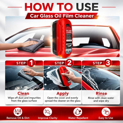 2 Pack Automotive Oil Film Cleaning Brush for Windshield, Car Glass Oil Film Remover with Hydrophobic Coating, Rain Repellent Windshield Cleaner Tool Improves Driving Visibility
