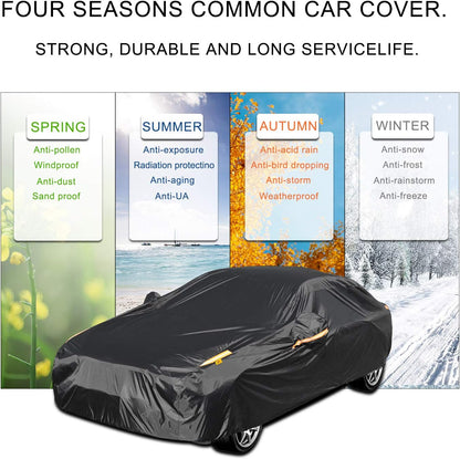 Full Car Covers for Sedan, Car Cover Waterproof All Weather Windproof Dustproof UV Protection Scratch Resistant Indoor Outdoor Univers