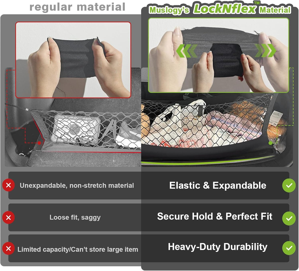 Muslogy Truck Bed Cargo Net Trunk Netting Compatible with 2023-2025 2026 Honda CR-V Accessories, Pickup Cargo Organizer SUV Sedan Storage Net w/Heavy Duty Carabiners - Colors B
