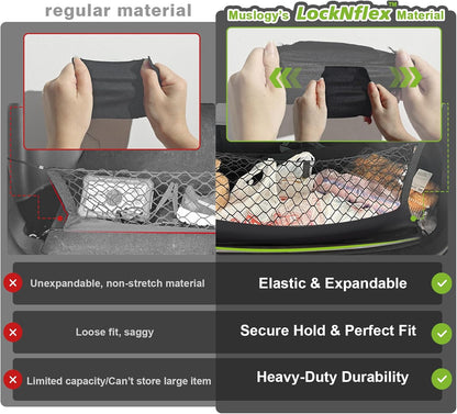 Muslogy Truck Bed Cargo Net Trunk Netting Compatible with 2023-2025 2026 Honda CR-V Accessories, Pickup Cargo Organizer SUV Sedan Storage Net w/Heavy Duty Carabiners - Colors B