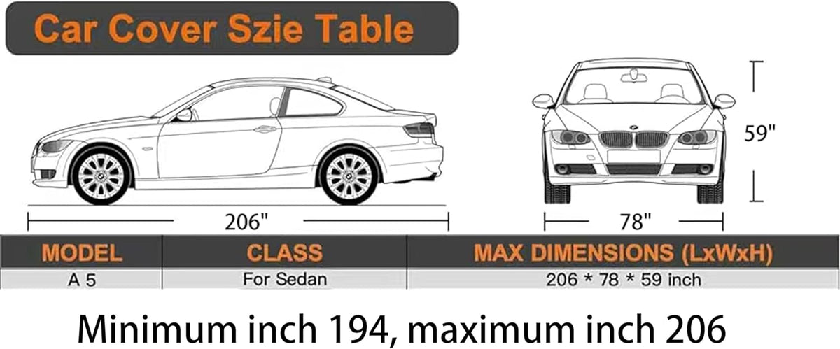 MORNYRAY Waterproof Car Cover All Weather Snowproof UV Protection Windproof Outdoor Full car Cover, Universal Fit for Sedan (Fit Sedan Length 194-206 inch, Blue)