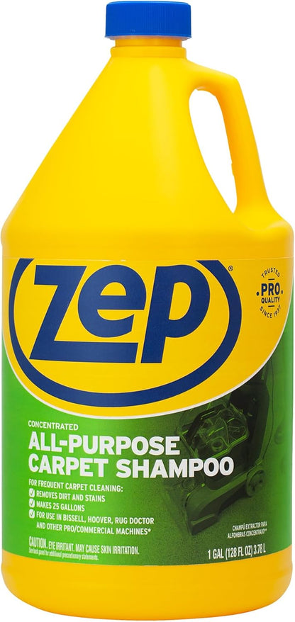 Zep All-Purpose Carpet Shampoo Concentrate Cleaner - 1 Gallon - ZUCEC128 - Professional Formula Removes Dirt and Stains