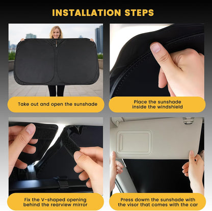 Iridescent Sun Shade for Car Windshield, Foldable Universal Car Windshield Upgrade Sunshade Enhanced UV Rays Reflective Sun Visor Shade Keeps Vehicle Cool