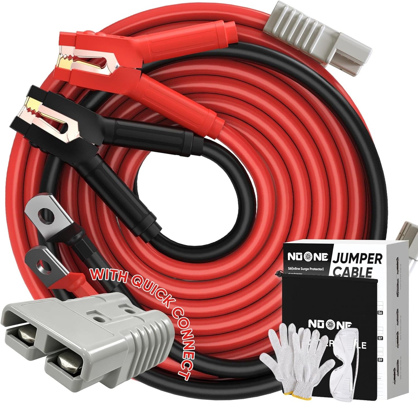 NOONE Jumper Cables for Car Battery, Heavy Duty Automotive Booster Cables for Jump Starting Dead or Weak Batteries (10-Feet)