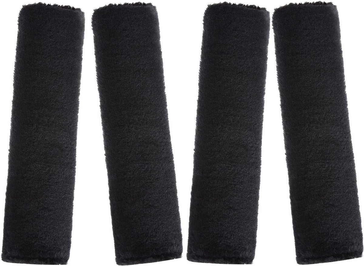 Boao 4 Pack Faux Sheepskin Car Seat Belt Pads Seatbelt Protector Soft Seat Belt Shoulder Strap Cover Comfort Harness Pad(Black, 9.9 Inch)