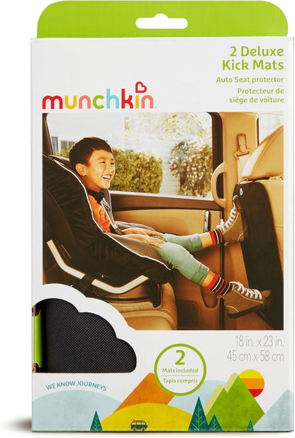 Munchkin® Back Seat Cover for Kids, Deluxe Kick Mats™ Car Seat Protector, Black, 2 Pack