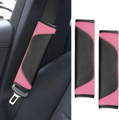 2PCS Car Seat Belt Cover Pad, Soft Carbon Fiber Leather Seatbelt Shoulder Protector for a More Comfortable Driving, Universal Safety Belt Strap Cover to Protect Your Neck (Blue)
