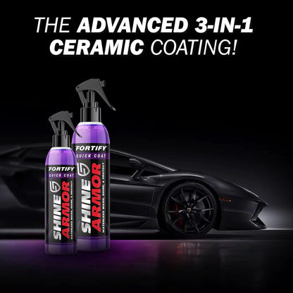 SHINE ARMOR Fortify Quick Coat: 3-in-1 Waterless Car Wash Spray with Ceramic Coating - Car Wax, Paint Protector, and Cleaner for Trucks, Bikes and SUVs, Made in USA, 16floz