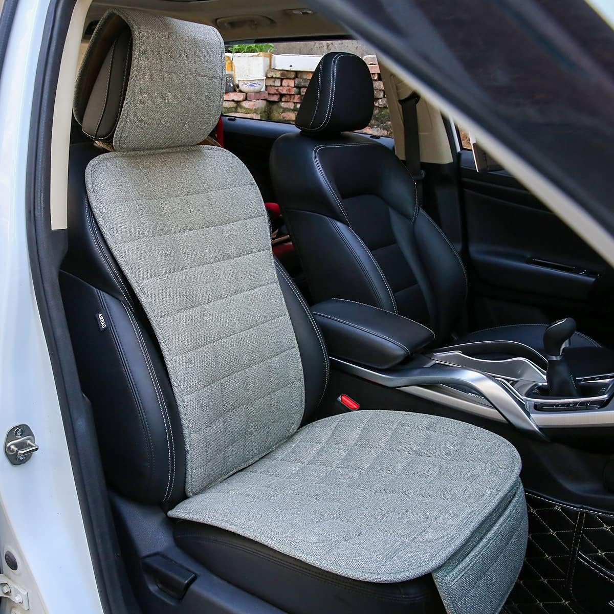 Suninbox Car Seat Covers Buckwheat Hull Universal Car Seat Covers,Bottom Seat Covers for Cars,Truck Seat Covers,Car Seat Cushion Protector Mats Pad,Gray Front Seat