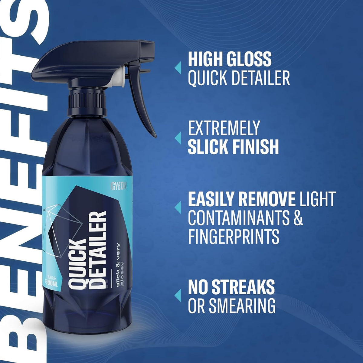 GYEON Quick Detailer Spray for Car Paint Glass Trim Chrome Enhances Gloss Adds Hydrophobic Protection Safe on Ceramic Coated Vehicles Removes Dust Fingerprints Boosts Shine Fast Easy Car Care