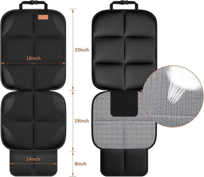 SMART ELF Car Seat Protector, 2Pack Seat Protector Protect Child Seats with Thickest Padding and Non-Slip Backing Mesh Pockets for Baby and Pet,Sedan SUV Truck (Black)