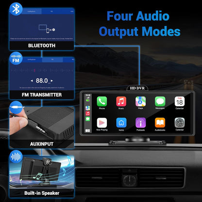 9" Wireless Apple Carplay Screen for Car, Portable Touchscreen Apple Carplay & Android Auto with OTA Update, Backup Camera,FM, Voice Control/GPS Navigation/Mirror Link/BT