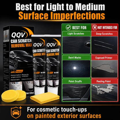 Car Scratch Remover Kit, Car Paint Scratch Repair for Light Scratches Swirl Marks Scuffs, Auto Scratch Remover with Sponge and Towel, Restores Gloss and Shine for All Paint Colors (2Pcs)
