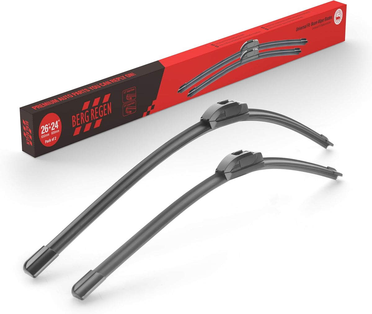 BERG REGEN 22"+19" Windshield Wiper Blades Replacement for Chevy Chevrolet Colorado 2006-2012, Suzuki Forenza 2004-2008, Ford Focus 2000-2011, GMC Canyon 2004-2012 –Genuine OEM Quality (Set of 2)