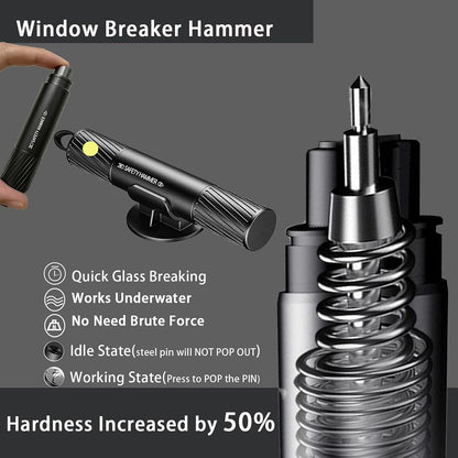 4 Pack 2026 Upgraded Safety Hammer,Safe Hammer Glass Breaker Under Water,Seatbelt Cutter Window Breaker Emergency Escape Tool,Seat Belt Cutter and Glass Breaker for Cars