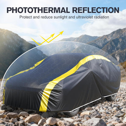 Car Cover Waterproof All Weather for Automobiles, 6 Layers Outdoor Full Exterior Cover Rain Sun UV Snowproof Protection with Zipper Cotton, Mirror Pocket for Sedan (190-195 inch)