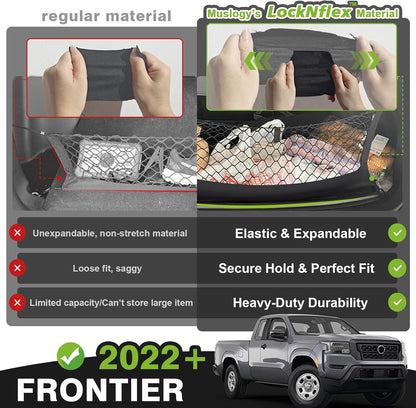 Muslogy Truck Bed Cargo Net Trunk Netting Compatible with 2023-2025 2026 Honda CR-V Accessories, Pickup Cargo Organizer SUV Sedan Storage Net w/Heavy Duty Carabiners - Colors A