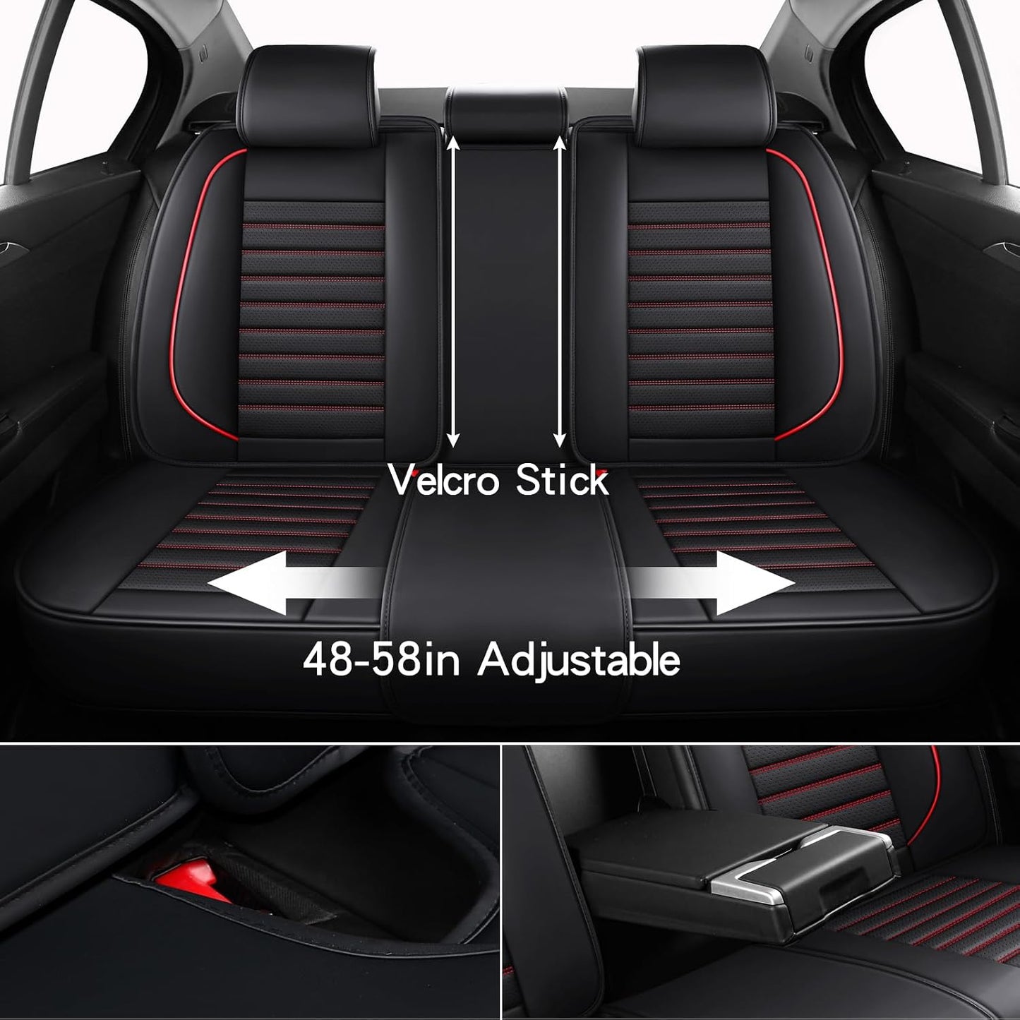 MINGBRON Leather Car Seat Covers,Car Seat Protector Waterproof,Seat Covers Full Set, Car Seat Protectors 5 Seats,Automotive Seat Covers Fit Most Cars Wine Red
