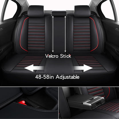 MINGBRON Leather Car Seat Covers,Car Seat Protector Waterproof,Seat Covers Full Set, Car Seat Protectors 5 Seats,Automotive Seat Covers Fit Most Cars Wine Red