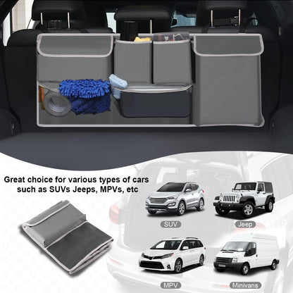 UYYE Trunk Hanging Organizer, Backseat Bag, Car Interior Accessories with 4 Pockets & 2 Mesh Pouches for Groceries, Will Provide More Storage Trunk Space for SUV, Jeep, MPVs