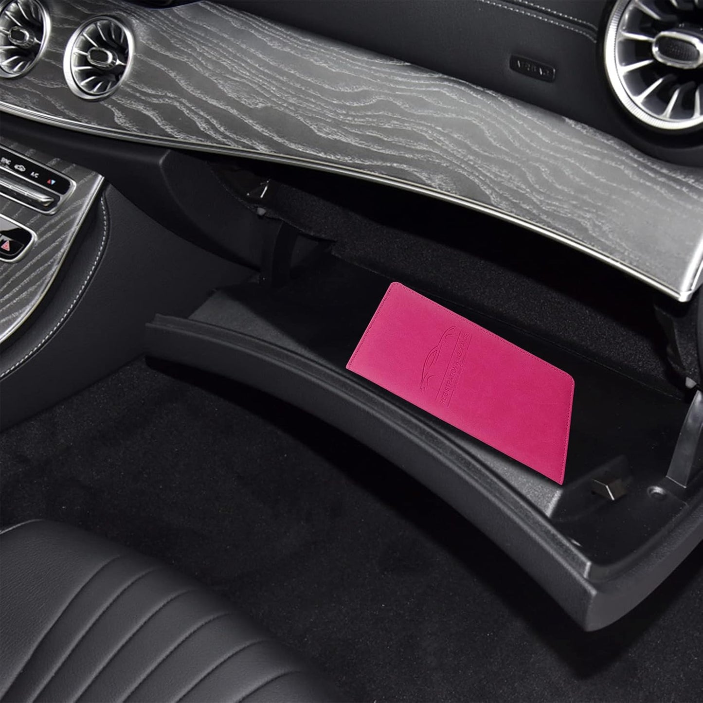 LumiMokki Premium Car Registration & Insurance Card Holder with Magnetic Shut, Vehicle Glove Box Car Organizer - For Documents, Cards, License (Black)
