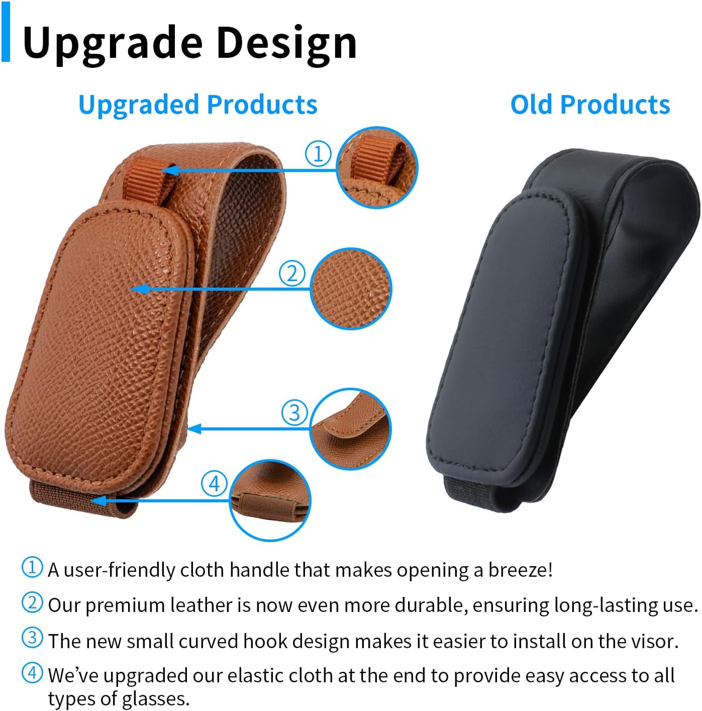 Yuoyar 2 Packs Magnetic Sunglass Holder for Car Visor (Grey) | Magnetic Interior Car Accessories