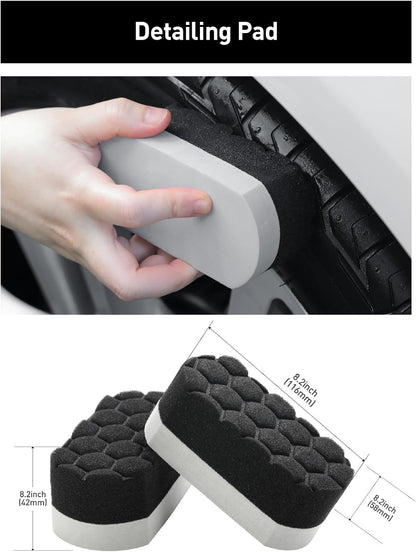 Fantasticlean 7PCS Car Wheel Brush Kit, Tire Brush for Car Owners & Auto Detailers, Soft-bristled Rim Brush, Flat Wheel Brush, Double-Ended Detailing Brush and Pads for Home Shop, Cars Trucks RVs