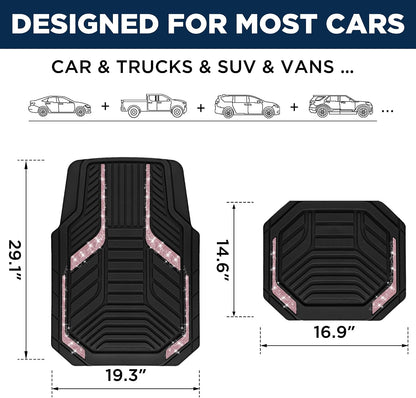 PIC AUTO Heavy Duty Rubber Floor Mats, Purple Aluminum Film Car Mats Set, Front and Rear Car Mats with Anti-Slip Backing, All Weather Protection, Trim-to-Fit for Automotive SUV, Sedan, Van