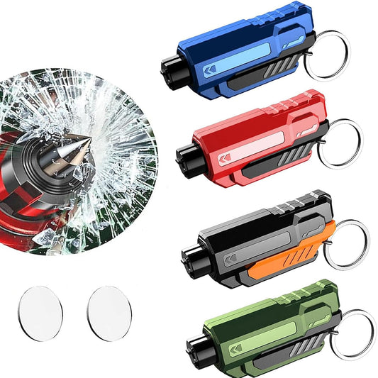 4Pack Upgrade Car Window Breaker Seatbelt Cutter Keychain, Portable Car Emergency Escape Tool, Safe HammerGlass Breaker Under Water (Red+Red+Orange+Orange)