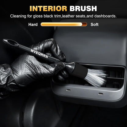 10PCS Car Detailing Brush Set,Boars Hair Car Cleaning Detail Brush kit,Ultra Soft No Scratch Car Dust Brush,Car Interior Detailing Brushes Kit,Detail Brushes Car Detailing for Interior Exterior(green)