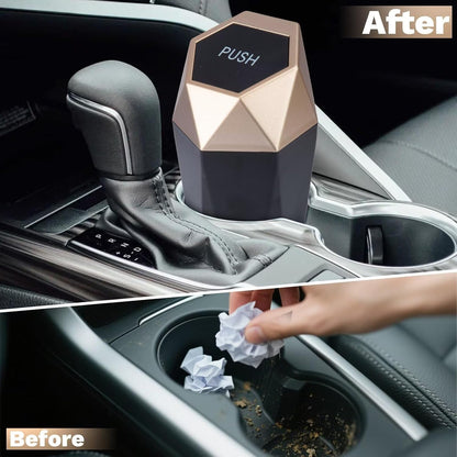 BFXM Car Trash Can, Car Trash Bin with Lid, Car Accessories for Women Interior, Car Garbage Can with Additional 2 ABS Hooks and 60pcs Trash Bags, Suitable for Home, Office, Car Organizer, Black