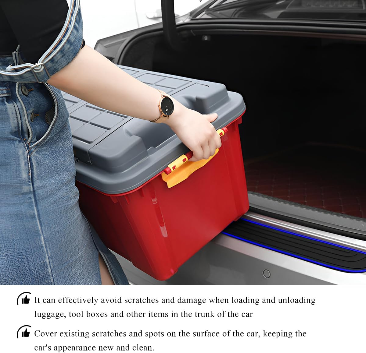 Car Rear Bumper Protector Guard, Anti-Scratch Auto Trunk Door Entry Protection Strip, Non-Slip Rubber Bumper Protective Cover Guard for Most Cars Trucks SUVs (Black, 41")