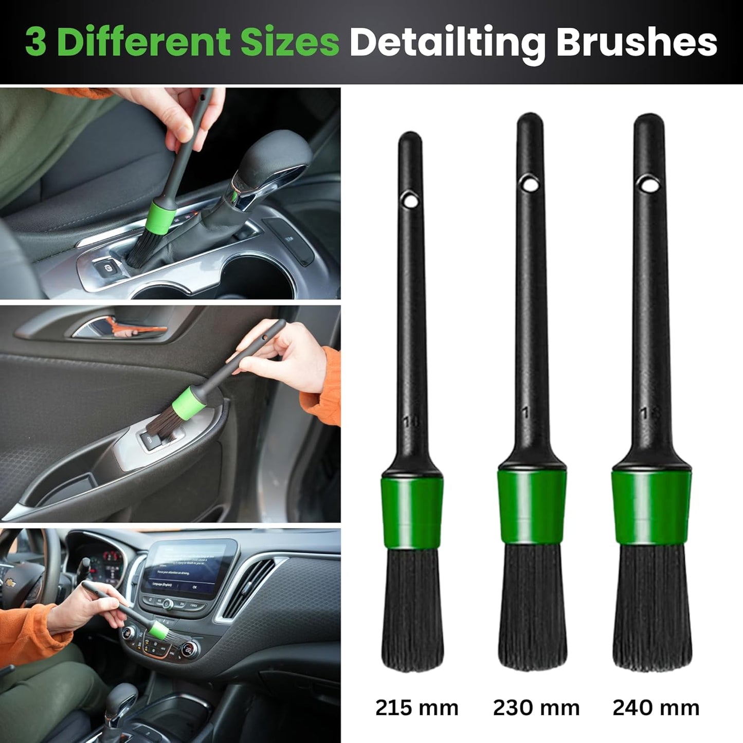 26Pcs Car Detailing Kit – Car Cleaning Kit, Car Wash Kit, Car Detailing Brush Set, Drill Brush Attachments for Cleaning, Car Cleaning Supplies for Interior, Exterior, Wheels, Green