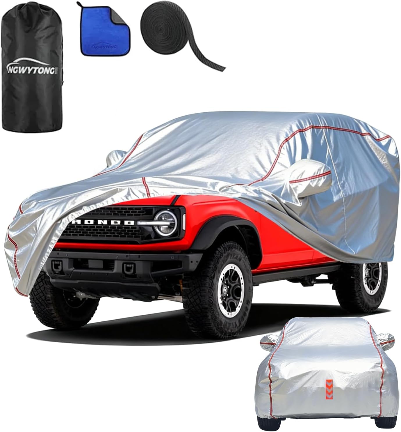 Car Cover for Sedan, Waterproof All Weather Heavy Duty, 360° Underbody Wrap Windproof Design, Quick Install Outdoor Vehicle Cover, Fits 186-193 in