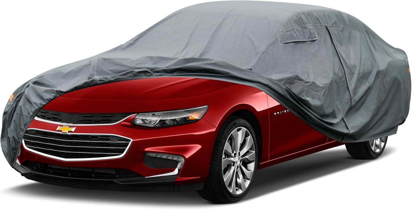 GUNHYI 16 Layers Car Cover Waterproof All Weather, Heavy Duty Outdoor Car Cover Universal Fit Sedan Toyota Camry, Tesla Model 3, Honda Accord, Nissan Altima, Kia K5/Stinger, Hyundai Sonata etc.