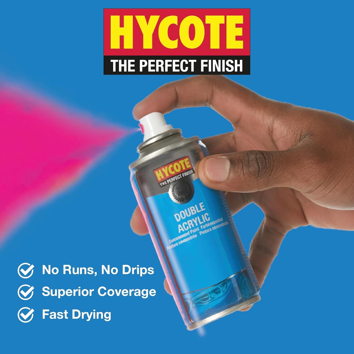 Hycote Black Spray Paint, Gloss Black, 13.5 Oz - Fast Drying, UV & Weather Resistant, Acrylic Formula for Superior Protection – For Automotive & DIY Use, 400ml