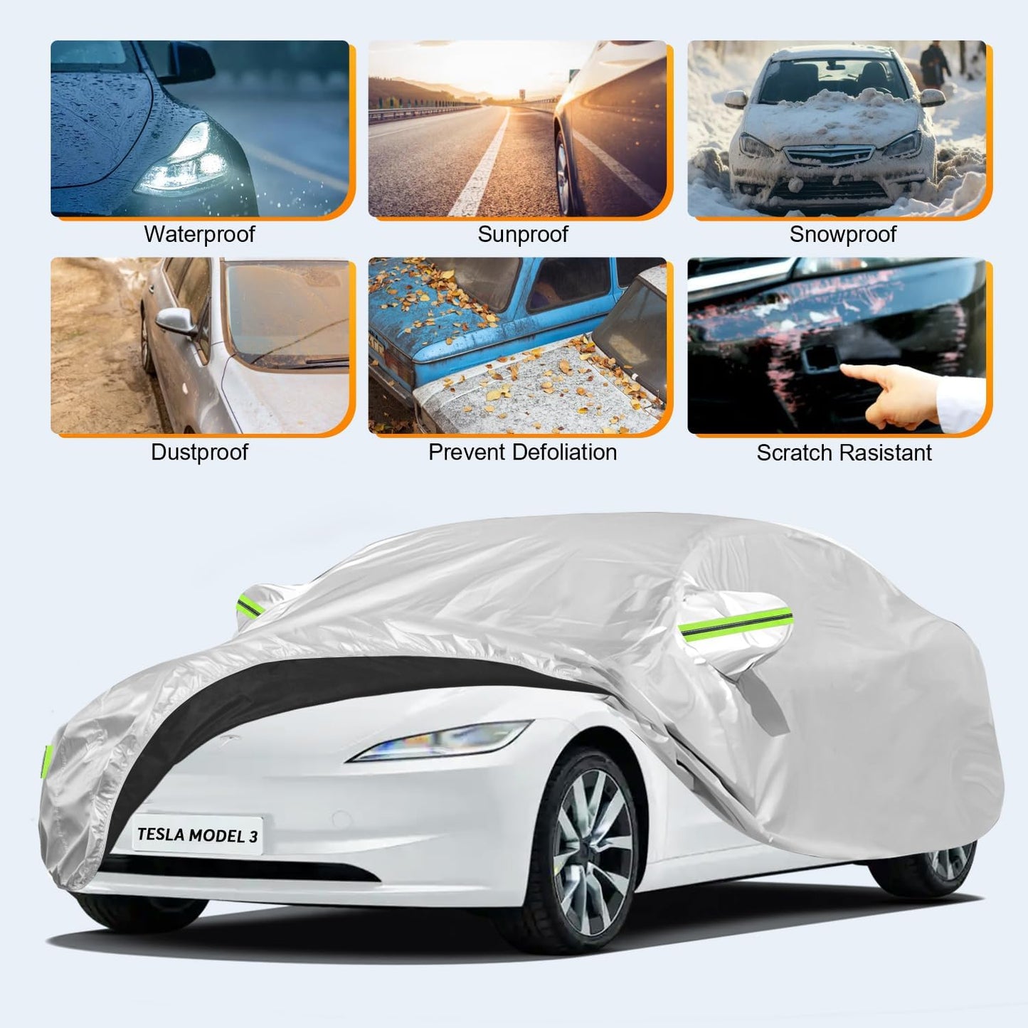 Car Cover, SUV Waterproof Car Covers for Automobiles All Weather Season UV Hail Protection Snowproof Full Car Cover, Outdoor Full Cover Universal Fit SUV Up to 190’’