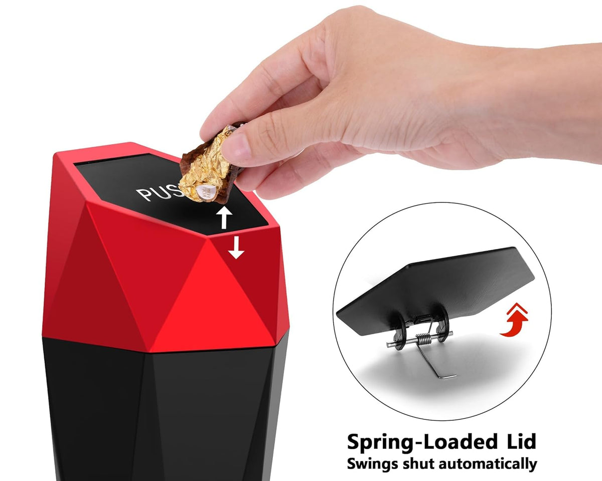Ginsco 2 Pack Car Trash Can with Lid, Cup Holder Garbage Can for Car, Garbage Bin Cars Accessories for Interior, Leakproof Small Trash Bin, Mini Trash Can for Cars, Home, Bedroom, Office (Black)