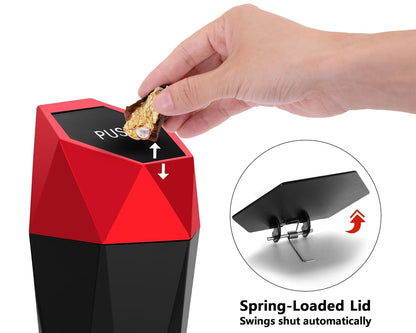 Ginsco 2 Pack Car Trash Can with Lid, Cup Holder Garbage Can for Car, Garbage Bin Cars Accessories for Interior, Leakproof Small Trash Bin, Mini Trash Can for Cars, Home, Bedroom, Office (Black)