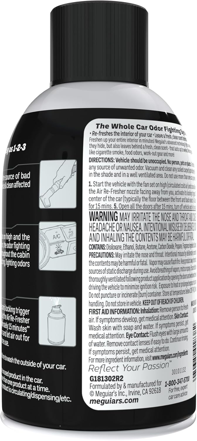 Meguiar’s Whole Car Air Refresher Odor Eliminator, Summer Breeze, 2 Oz— Car Air Freshener For Commuters, Detailers; Mist Refreshes Cabin For Sedan, Suv, Truck, Van