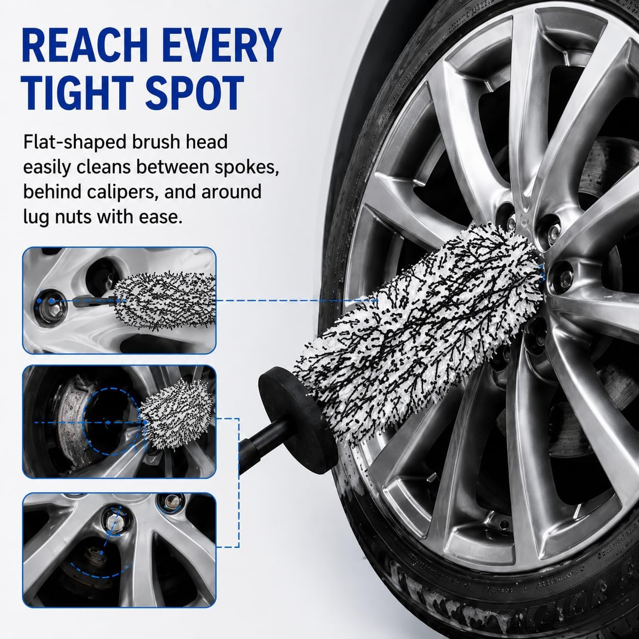 Microfiber Wheel Brush, Wheel Barrel Brush, Highly Water Absorption Rim Brushes for Cleaning Wheels, Tire and Car Detailing, Black