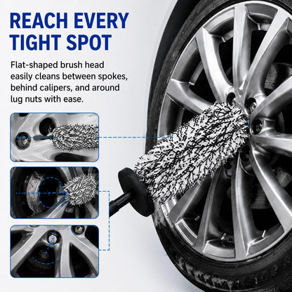 Microfiber Wheel Brush, Wheel Barrel Brush, Highly Water Absorption Rim Brushes for Cleaning Wheels, Tire and Car Detailing, Black