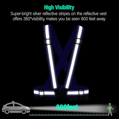 Reflective Vest Running Gear, 2Pack High Visible Safety VES for Cycling Jogging Running Walking, Adjustable for Men Women