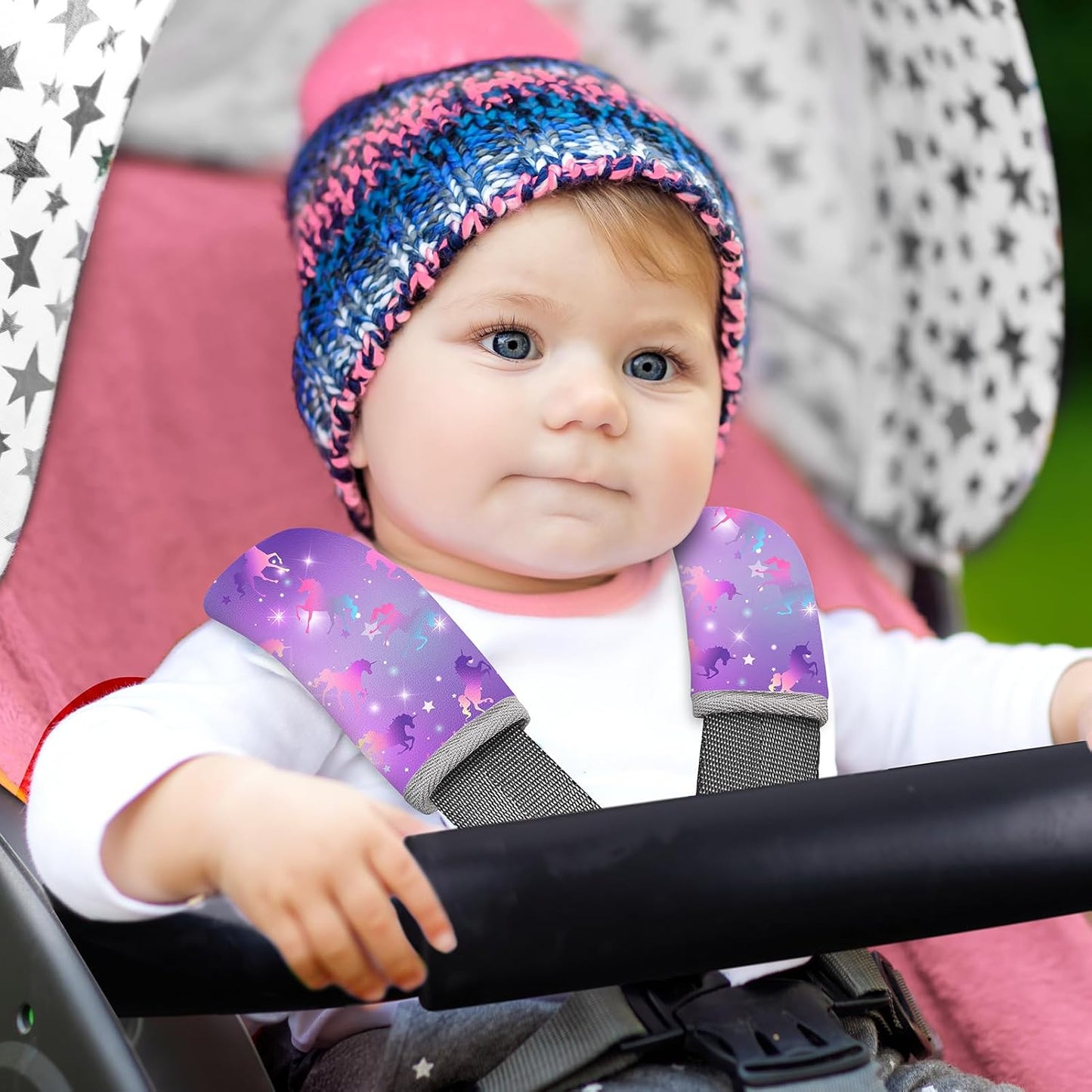 Seat Belt Cover Pad for Baby, Soft Seatbelt Cushion Covers for Kids 2Pcs Car Seat Strap Shoulder Pads for All Car Seats, Stroller, High Chair,Blue Dinosaur