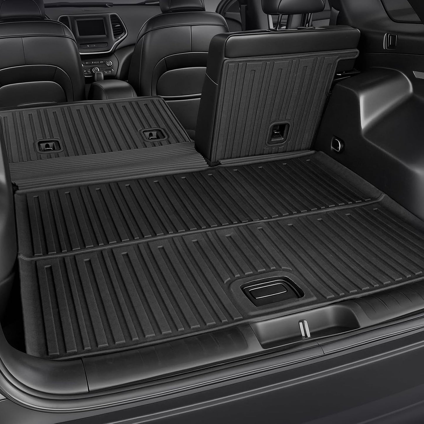 Floor Mats for Jeep Cherokee 2019-2023, All Weather Floor Mats Trunk Cargo Liner with Backrest Protectors and Door Sill Guards Accessories, Full Coverage Set