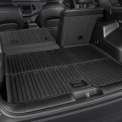 Floor Mats for Jeep Cherokee 2019-2023, All Weather Floor Mats Trunk Cargo Liner with Backrest Protectors and Door Sill Guards Accessories, Full Coverage Set