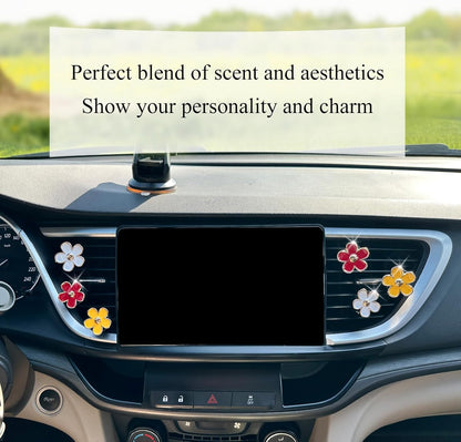 ORIESSE 6pcs Flowers Car Air Freshener Vent Clips Purple White Daisy Air Vent Clip Car Accessories for Women 3.3cm/3cm Flower Vehicle Interior Decor Refillable Diffuser