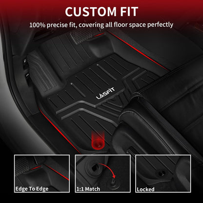 LASFIT Floor Mats for Honda CR-V 2026 2025 2024 2023 (Gasoline & Hybrid & e:FCEV), All Weather TPE Custom Fit Anti-Slip Pet Friendly Car Liners, 1st & 2nd Row Black