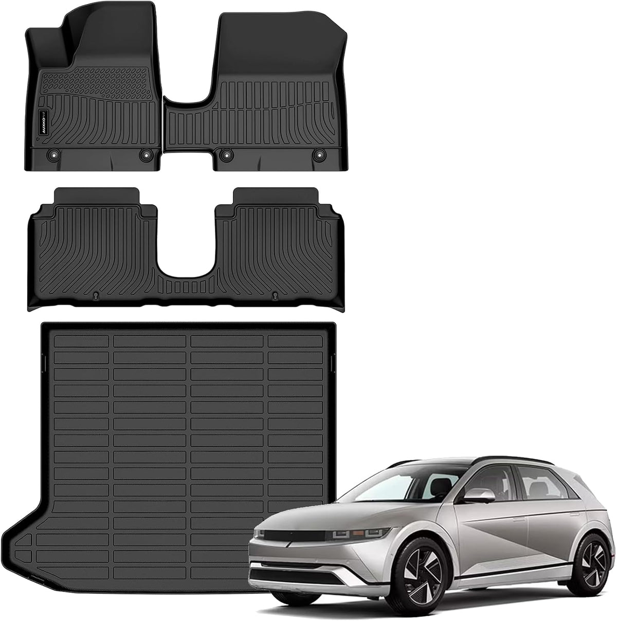 Auxko All Weather Floor Mat & Cargo Mat Fit for 2026 2025 2024 2023 2022 Hyundai Tucson Hybrid(Not PHEV) TPE Liner Tucson Accessory Set All Season Odorless Anti-Slip Floor Liner