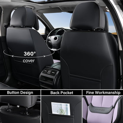 Coverado Seat Covers Full Set, Black Seat Covers for Cars 5 Seats, Car Seat Protector, Waterproof Nappa Leather Car Seat Cushion, Front and Rear Car Seat Cover Fit for Most Sedans SUV Pick-up Truck - Colors B